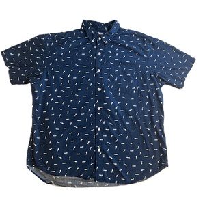 Men’s Old Navy Navy Blue Shark Button-Down shirt sz XL